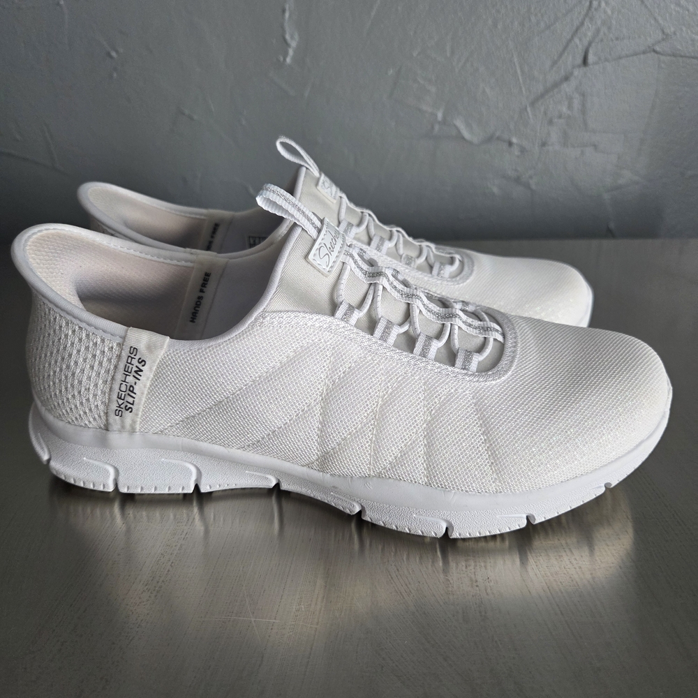 Skechers Slip-Ins Women's Lightweight White Iridescent Slip-On Sneakers